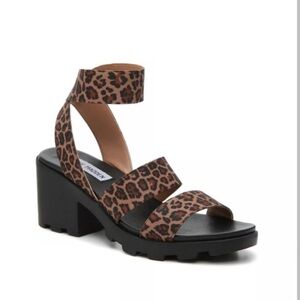 Steve Madden Leopard Block Heel Sandals NEW
